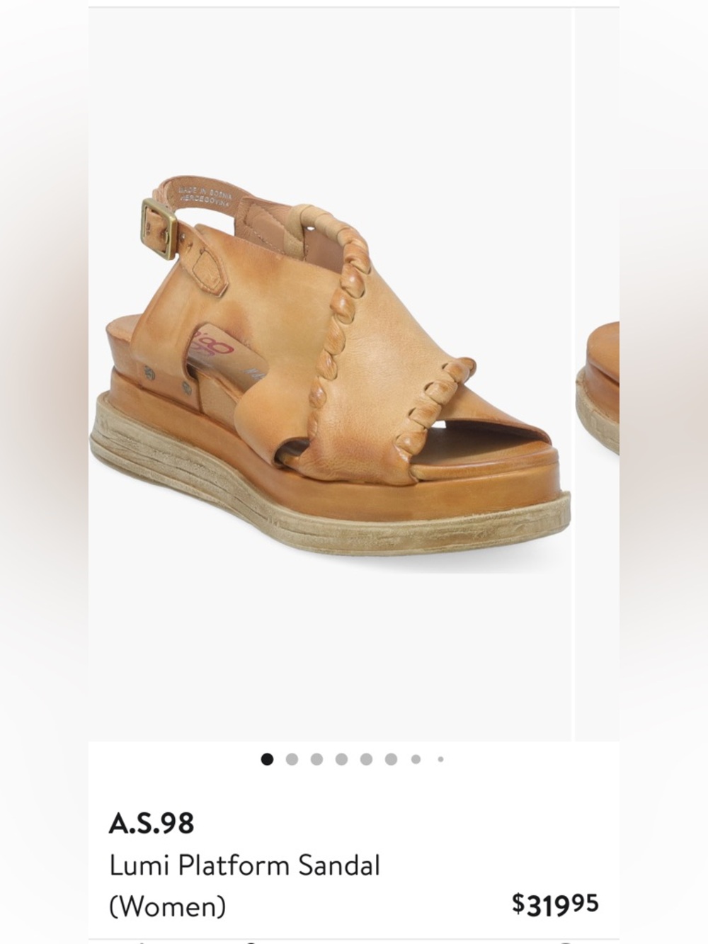 NWT A.S.98 LUMY PLATFORM LEATHER SANDAL IN CAMEL COLOR SIZE EU39/US9 - Picture 3 of 15